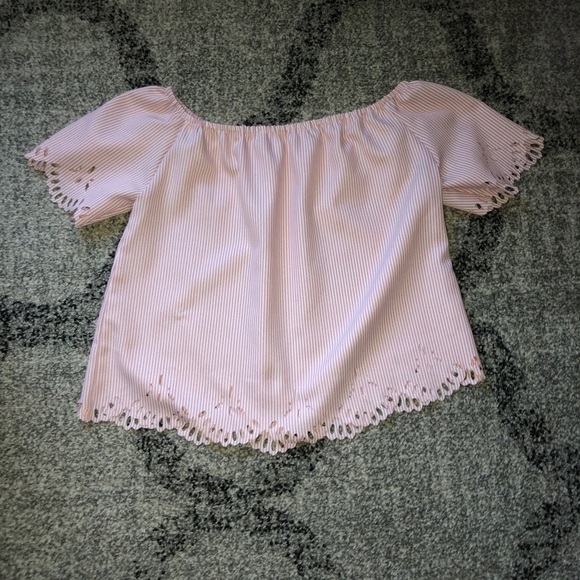 Pink striped off the shoulder shirt - Picture 1 of 1